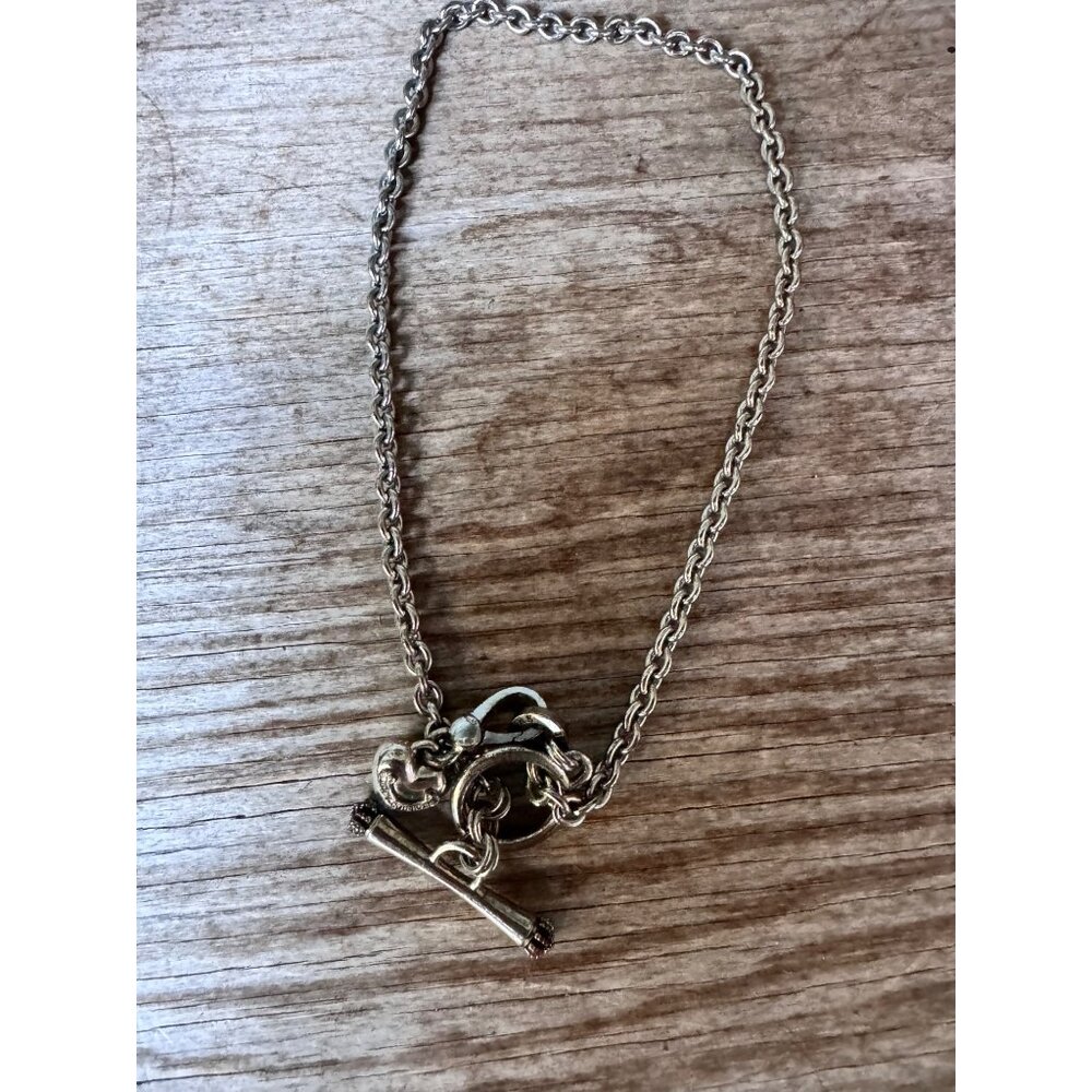 Juicy Couture Logo Heart Silver Tone Chain Link Toggle Necklace 16” - Picture 7 of 8